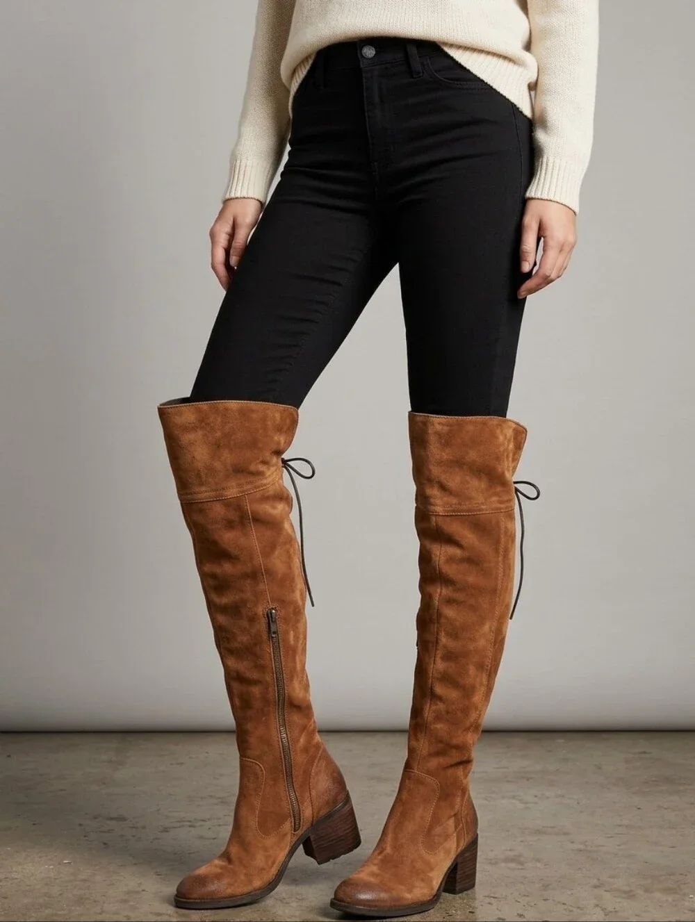 Børn Distressed Brown Suede Over-The-Knee Boots 6M